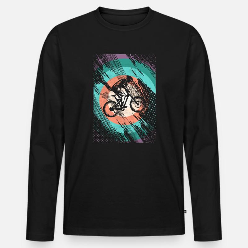 Retro Downhill - Männer Premium Bio Langarmshirt - Schwarz
