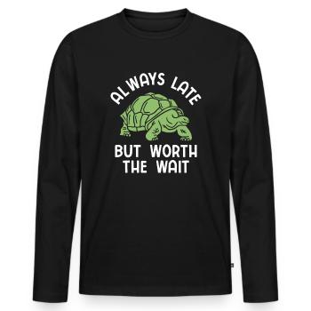 Schildkröten - Männer Premium Bio Langarmshirt - Schwarz - Vorne - Nico (187cm)
