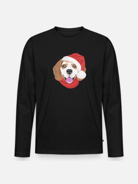 Beagle Merry Christmas - Men's Premium Organic Long Sleeve Shirt - black