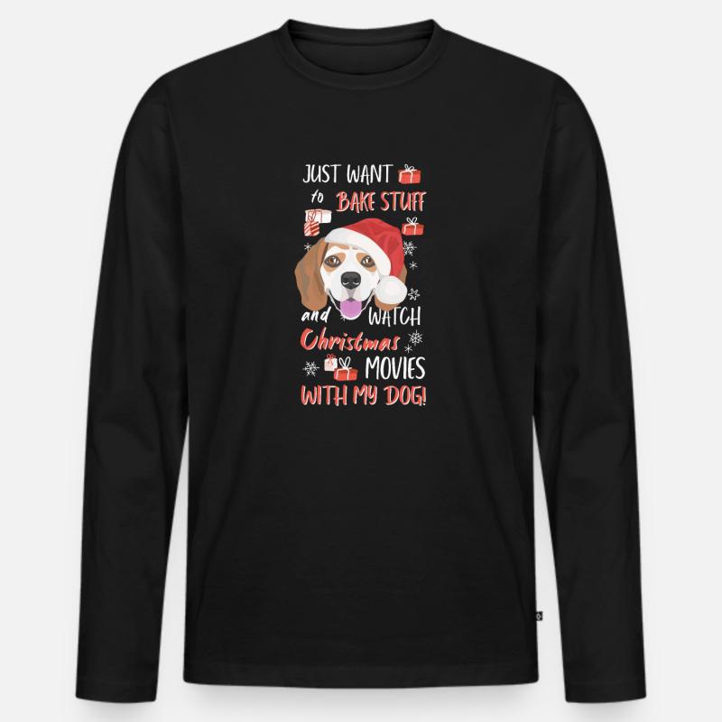 Beagle Frohe Weihnachten - Männer Premium Bio Langarmshirt - Schwarz
