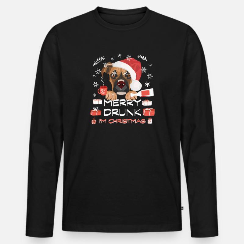 Boxer Weihnachtsmarkt - Männer Premium Bio Langarmshirt - Schwarz