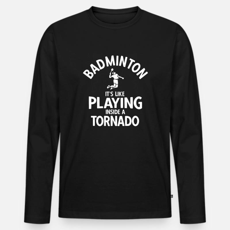 Badminton - Männer Premium Bio Langarmshirt - Schwarz