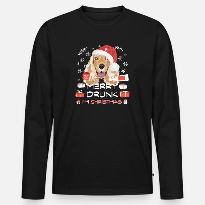 English Cocker Spaniel Weihnachtsmarkt - Männer Premium Bio Langarmshirt - Schwarz