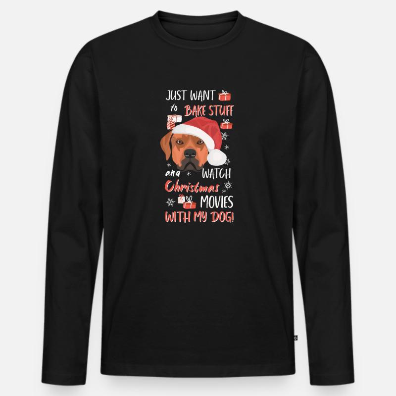Rhodesian Ridgeback Frohe Weihnachten - Männer Premium Bio Langarmshirt - Schwarz