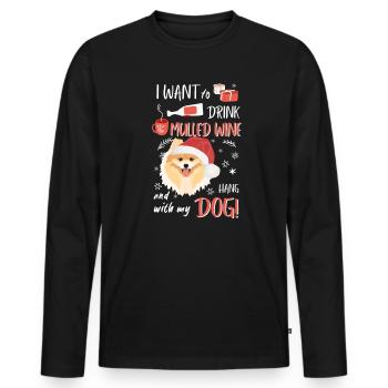 Spitz vin chaud Noël - T-shirt manches longues Premium bio Homme - noir - Devant - Nico (187cm)