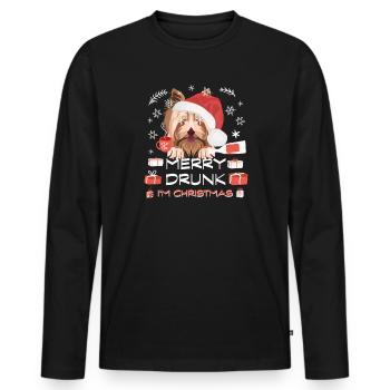 Marché de Noël Yorkshire Terrier - T-shirt manches longues Premium bio Homme - noir - Devant - Nico (187cm)