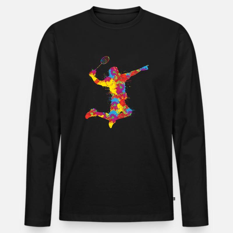 Badminton - Männer Premium Bio Langarmshirt - Schwarz