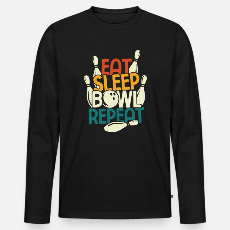 Bowling - Männer Premium Bio Langarmshirt - Schwarz