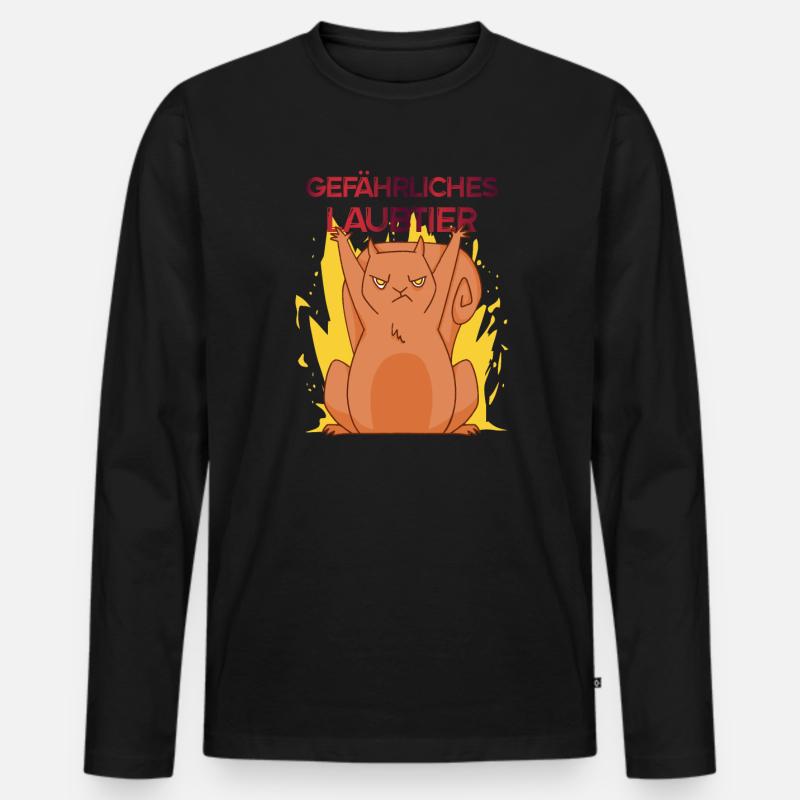 Gefährliches Laubtier Eichhörnchen - Männer Premium Bio Langarmshirt - Schwarz