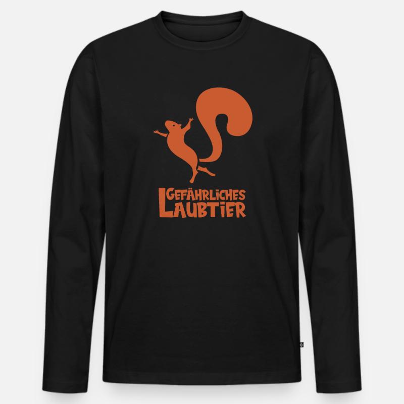 Gefährliches Laubtier Eichhörnchen - Männer Premium Bio Langarmshirt - Schwarz