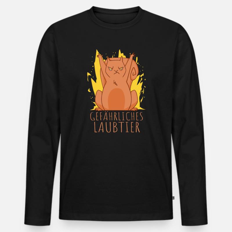 Gefährliches Laubtier Eichhörnchen - Männer Premium Bio Langarmshirt - Schwarz