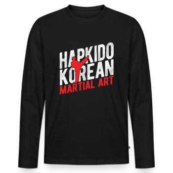 Koreanischer Kampfsport Hapkido - Männer Premium Bio Langarmshirt - Schwarz - Vorne - Nico (187cm)