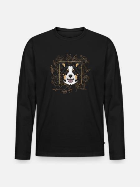 Golden Dog Border Collie - Men's Premium Organic Long Sleeve Shirt - black