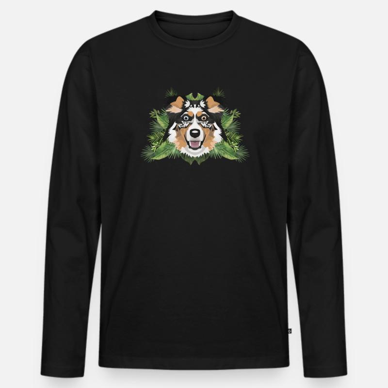 Tropical Australian Shepherd - Männer Premium Bio Langarmshirt - Schwarz