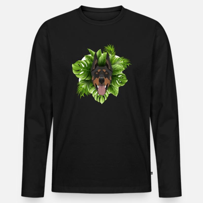 Tropical Dobermann - Männer Premium Bio Langarmshirt - Schwarz