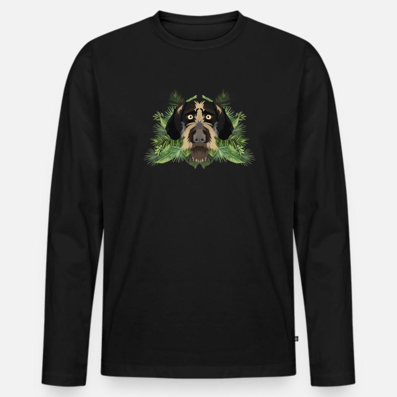 Tropical Deutsch Drahthaar - Männer Premium Bio Langarmshirt - Schwarz