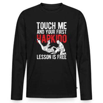 Koreanischer Kampfsport Hapkido - Männer Premium Bio Langarmshirt - Schwarz - Vorne - Nico (187cm)