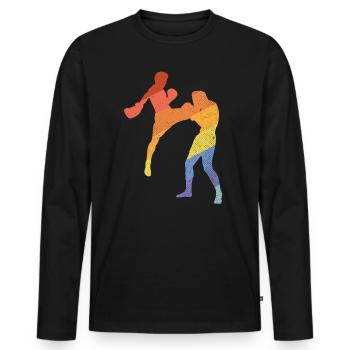 Kickboxing - Männer Premium Bio Langarmshirt - Schwarz - Vorne - Nico (187cm)