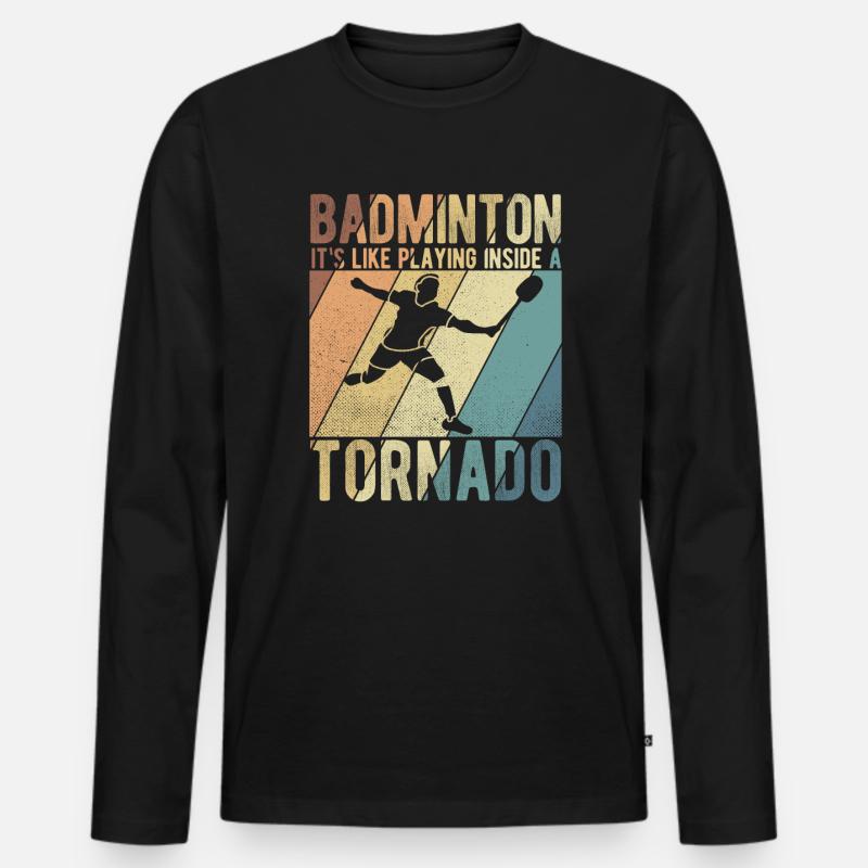 Badminton - Männer Premium Bio Langarmshirt - Schwarz