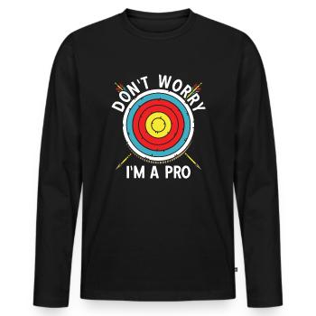Bogenschießen Archery - Männer Premium Bio Langarmshirt - Schwarz - Vorne - Nico (187cm)