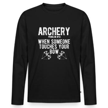 Bogenschießen Archery - Männer Premium Bio Langarmshirt - Schwarz - Vorne - Nico (187cm)