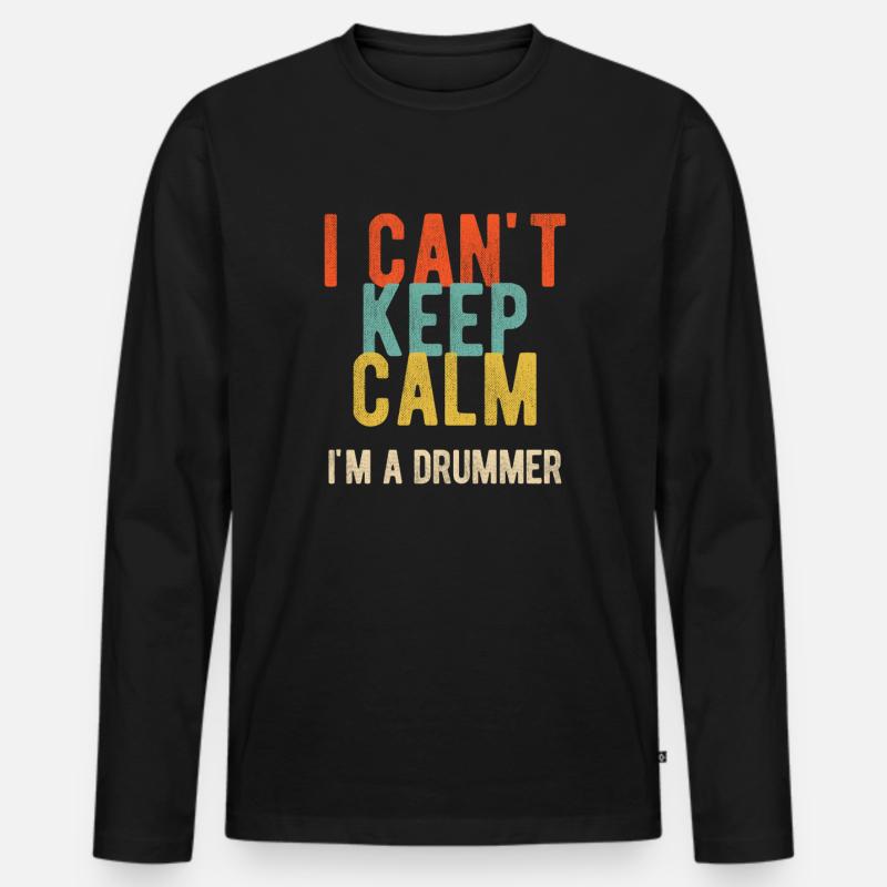 Schlagzeug Spieler Drummer - Männer Premium Bio Langarmshirt - Schwarz