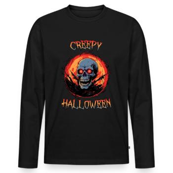 Chemise squelette de crâne d’Halloween effrayant - T-shirt manches longues Premium bio Homme - noir - Devant - Nico (187cm)