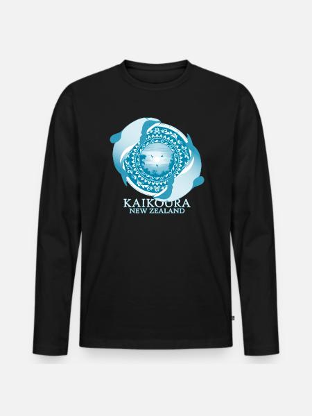 Dauphin Kaikoura Hector de Nouvelle-Zélande - T-shirt manches longues Premium bio Homme - noir