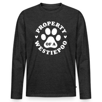 Eigentum eines Westiepoo - Männer Premium Bio Langarmshirt - Anthrazit meliert - Vorne - Nico (187cm)