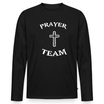 Prière Jésus-Christ Croix Religion Christianisme - T-shirt manches longues Premium bio Homme - noir - Devant - Nico (187cm)