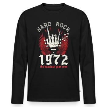 Hard Rock Musiker 1972 50 Jahre Jubiläum - Männer Premium Bio Langarmshirt - Schwarz - Vorne - Nico (187cm)