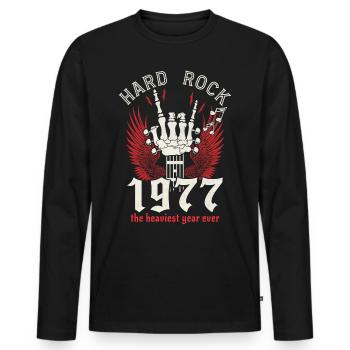 Hard Rock Musician 1977 45 years anniversary - Men's Premium Organic Long Sleeve Shirt - black - Front - Nico (187cm)
