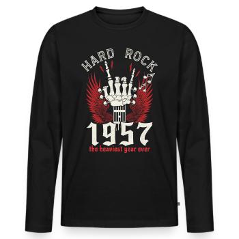 Hard Rock Musiker 1957 65 Jahre Jubiläum - Männer Premium Bio Langarmshirt - Schwarz - Vorne - Nico (187cm)