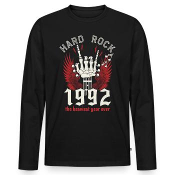 Hard Rock Musiker 1992 30 Jahre Jubiläum - Männer Premium Bio Langarmshirt - Schwarz - Vorne - Nico (187cm)