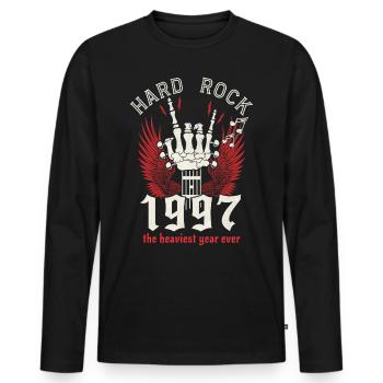 Hard Rock Musiker 1997 25 Jahre Jubiläum - Männer Premium Bio Langarmshirt - Schwarz - Vorne - Nico (187cm)