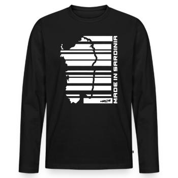 Hergestellt in Sardinien - Männer Premium Bio Langarmshirt - Schwarz - Vorne - Nico (187cm)