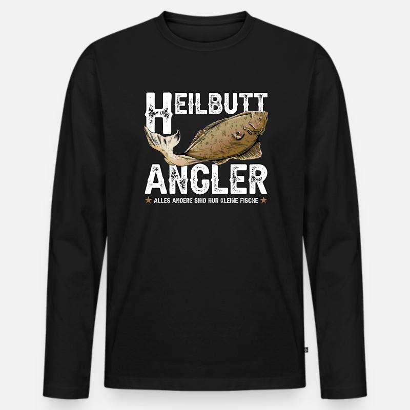 Heilbutt Angler - Männer Premium Bio Langarmshirt - Schwarz