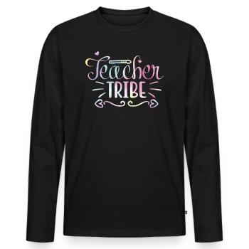 Back to School Rainbow Sports Teacher - Men's Premium Organic Long Sleeve Shirt - black - Front - Nico (187cm)