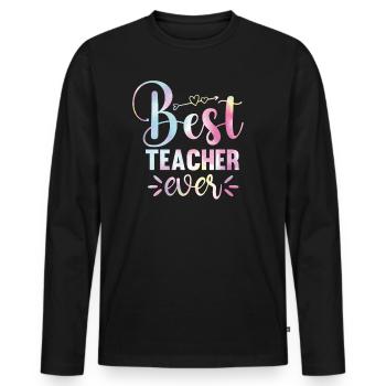 Back To Best School Retention - Men's Premium Organic Long Sleeve Shirt - black - Front - Nico (187cm)