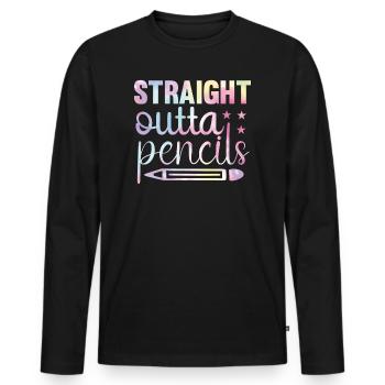 Funny back to school tie rainbow - Men's Premium Organic Long Sleeve Shirt - black - Front - Nico (187cm)