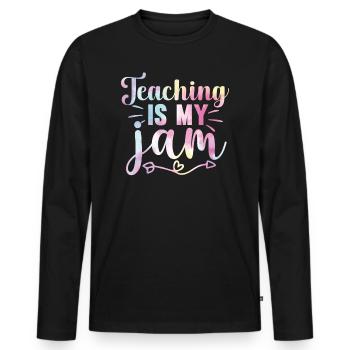 Teaching is my teacher for physical education - Men's Premium Organic Long Sleeve Shirt - black - Front - Nico (187cm)
