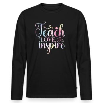 Back to School Tie Inspired - Men's Premium Organic Long Sleeve Shirt - black - Front - Nico (187cm)