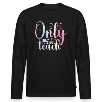 Back To School Tie Rainbow Brave Physical - Men's Premium Organic Long Sleeve Shirt - black - Front - Nico (187cm)
