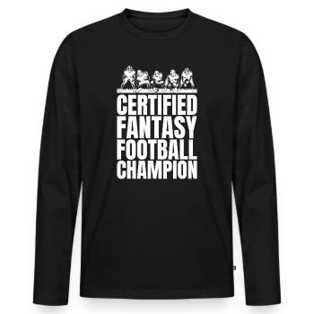 Drôle de champion de football Fantasy certifié - T-shirt manches longues Premium bio Homme - noir - Devant - Nico (187cm)