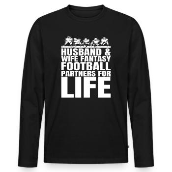 Lustige Paar-Fantasie-Fußball-Partner - Männer Premium Bio Langarmshirt - Schwarz - Vorne - Nico (187cm)