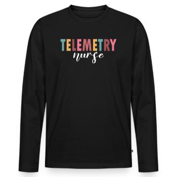 Telemenetry Nurse Life - Männer Premium Bio Langarmshirt - Schwarz - Vorne - Nico (187cm)