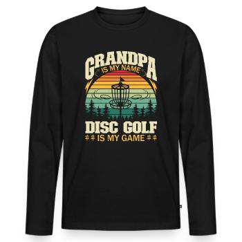 Grandpa Is My Name Disc Golf Is My Game - Männer Premium Bio Langarmshirt - Schwarz - Vorne - Nico (187cm)