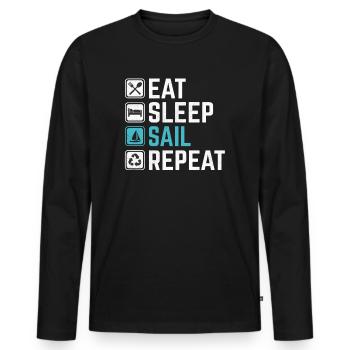 Eat Sleep Sail Repeat - Männer Premium Bio Langarmshirt - Schwarz - Vorne - Nico (187cm)