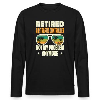 Hommes à la retraite Contrôleur de la circulation aérienne à la retraite Pas Mon - T-shirt manches longues Premium bio Homme - noir - Devant - Nico (187cm)