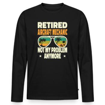 Hommes à la retraite Mécanicien d’aéronefs à la retraite Pas Mon - T-shirt manches longues Premium bio Homme - noir - Devant - Nico (187cm)